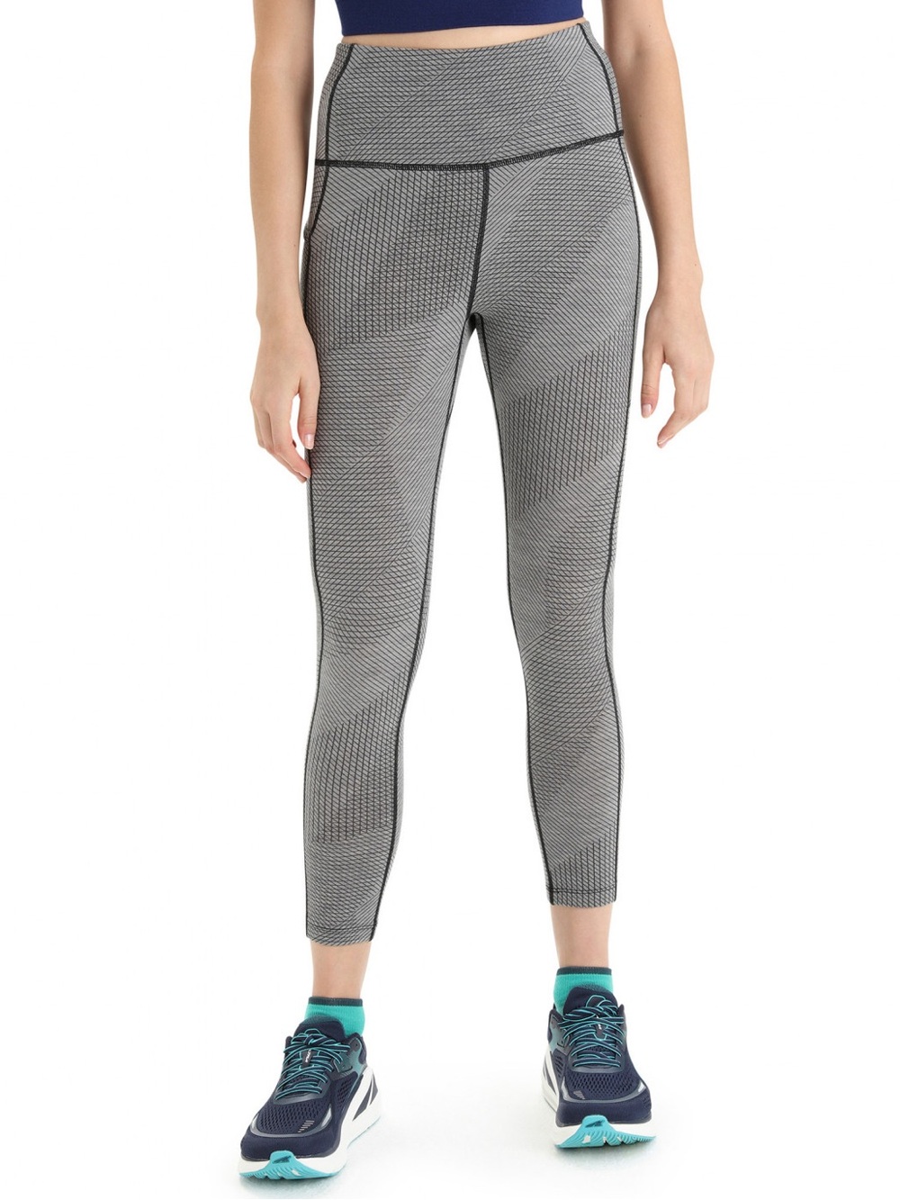 Icebreaker fastray gridlines merino wool high rise tights XS base layer leggings